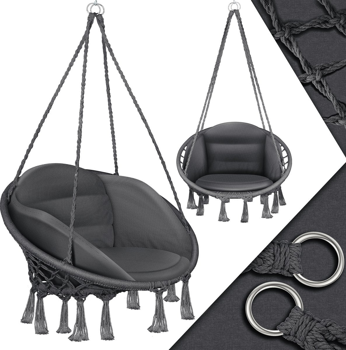 Fauteuil Chaise Suspendu avec Coussin à Suspendre charge 150 kg