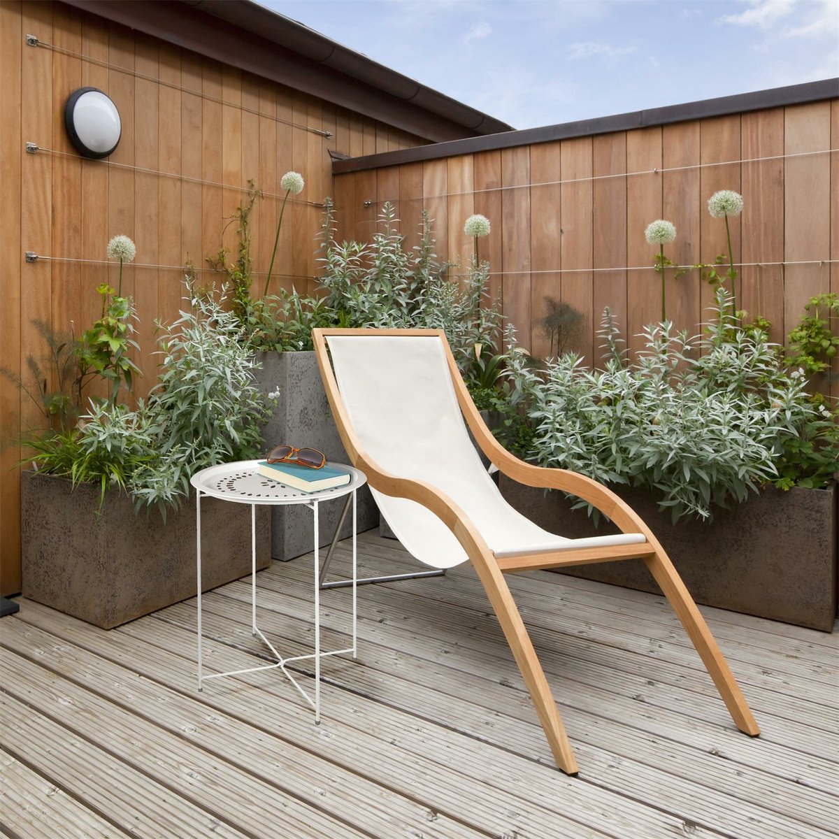 Table d'appoint en métal intérieur extérieur Blanc