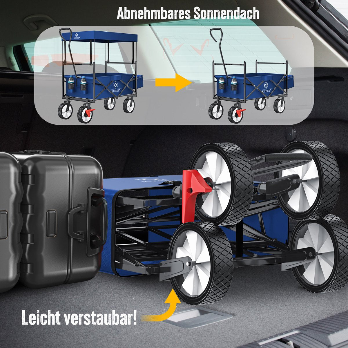 Chariot de transport pliable avec toit 2 poche + Housse