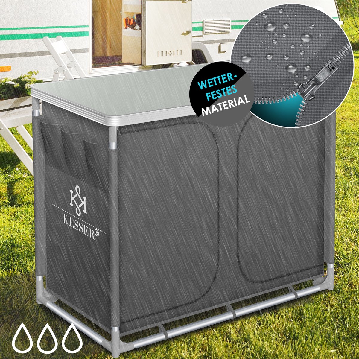 Armoire Cuisine de Camping Structure en Aluminium, Sac de Transport