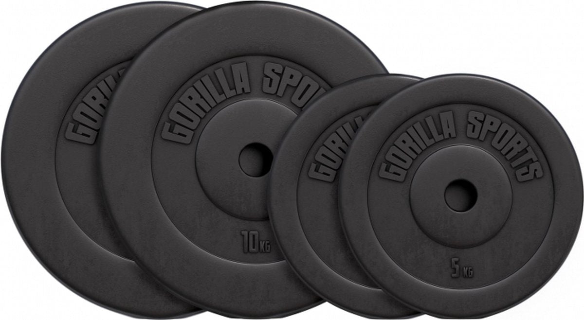 Set disque Poids - 30 kg (2 x 5 & 2 x 10 kg) - Plastique - 30 mm