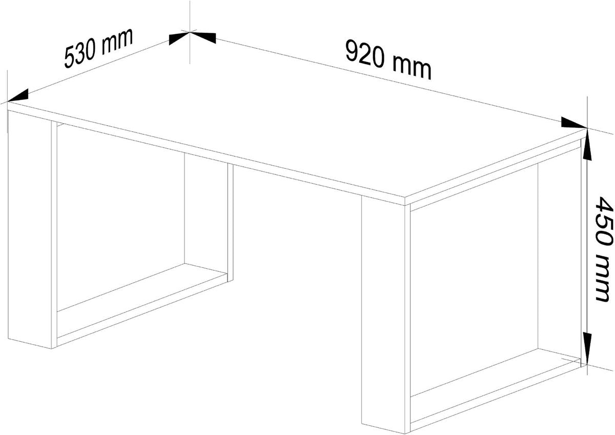 Table Basse Nox Chêne Craft Pieds Noirs 92x53x45 Cm