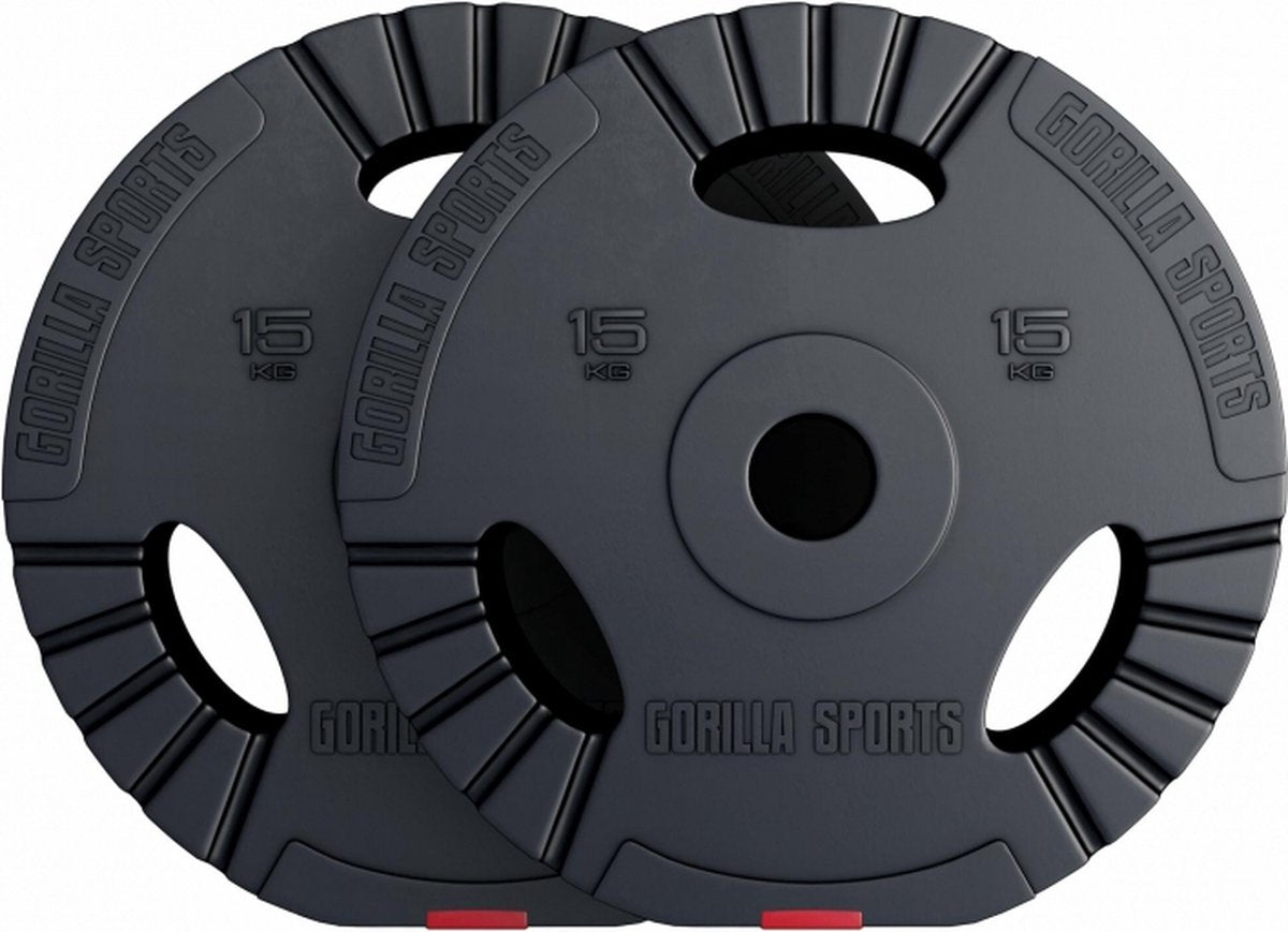 Lot de 2 disque de poids 30KG Olympique 2 x 15 kg - Pince en plastique - 50 mm