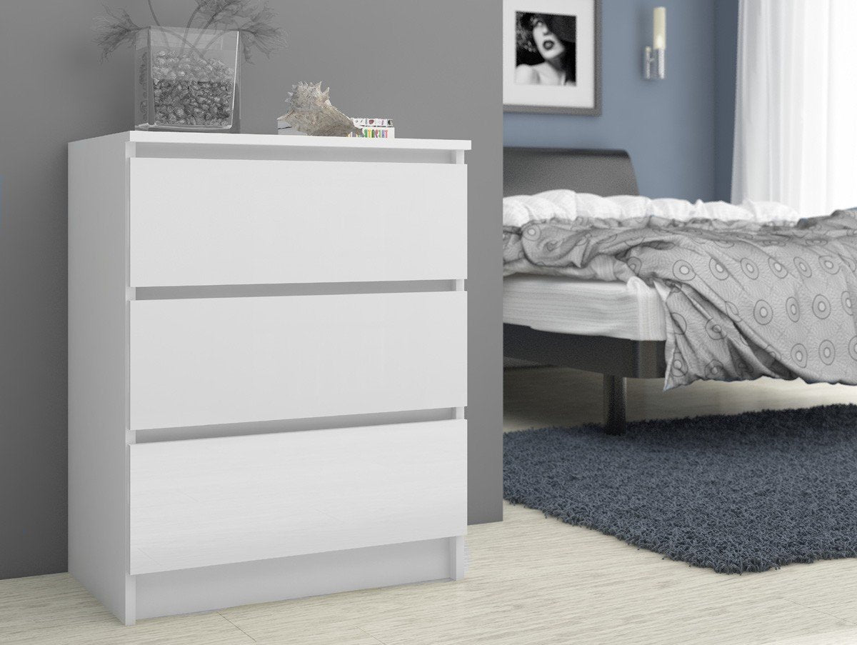 Commode 3 tiroirs 60 x 77 x 40 cm Blanche