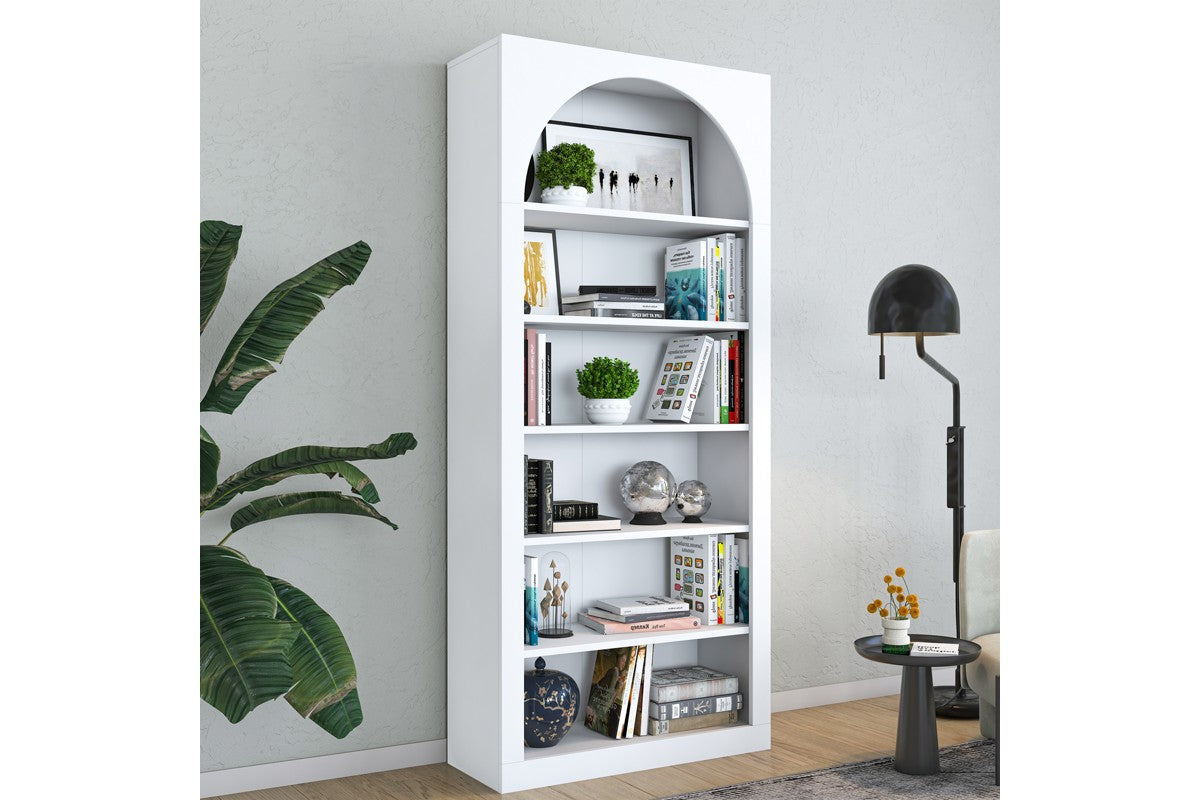 Bibliothèque Zoel bois mélaminé blanc 80x31,5x180cm