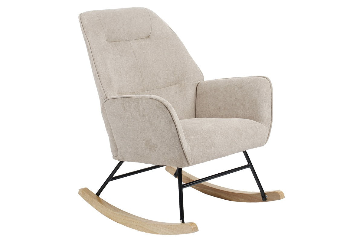 Fauteuil à bascule Exultant tissu crème-naturel 75x68x95cm