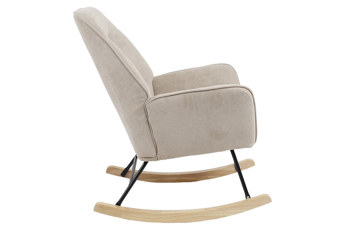 Fauteuil à bascule Exultant tissu crème-naturel 75x68x95cm
