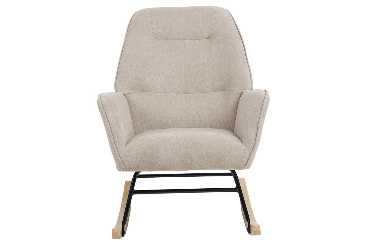 Fauteuil à bascule Exultant tissu crème-naturel 75x68x95cm