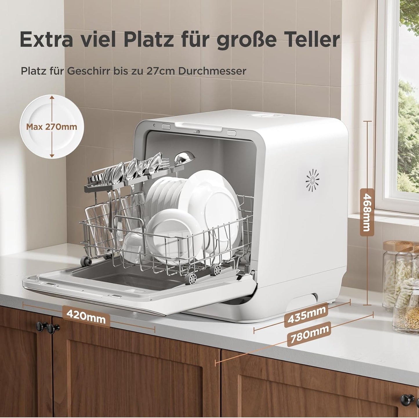 Mini Lave-vaisselle de table Midea avec ou sans raccordement à l'eau, contrôle IOT, 7 programmes, tactile