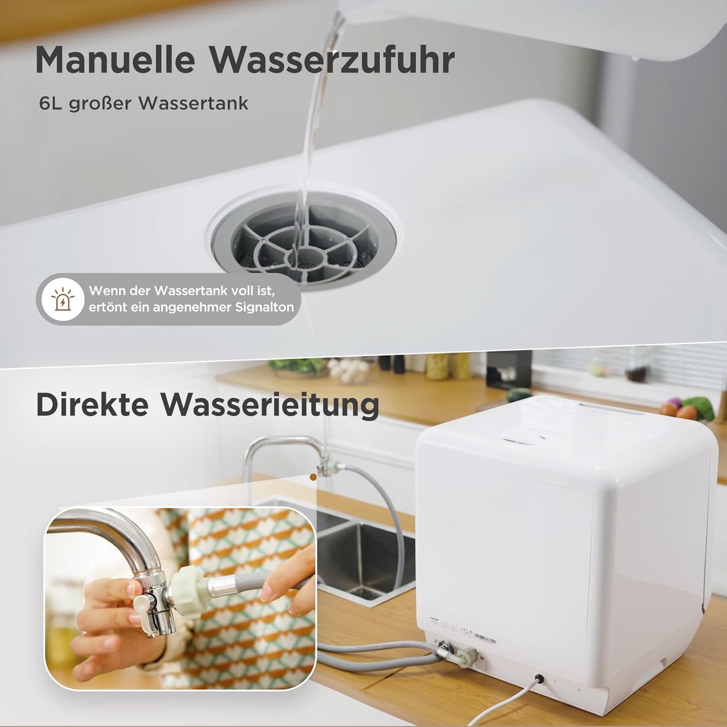 Mini Lave-vaisselle de table Midea avec ou sans raccordement à l'eau, contrôle IOT, 7 programmes, tactile