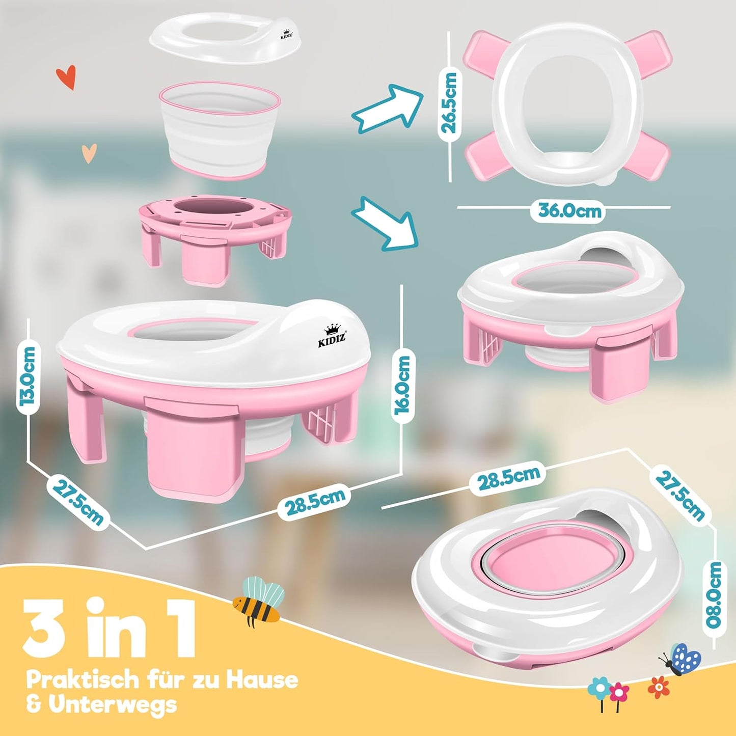 Siège de toilette pour enfant - Pot d'apprentissage Système de récompense avec autocollants 3 en 1