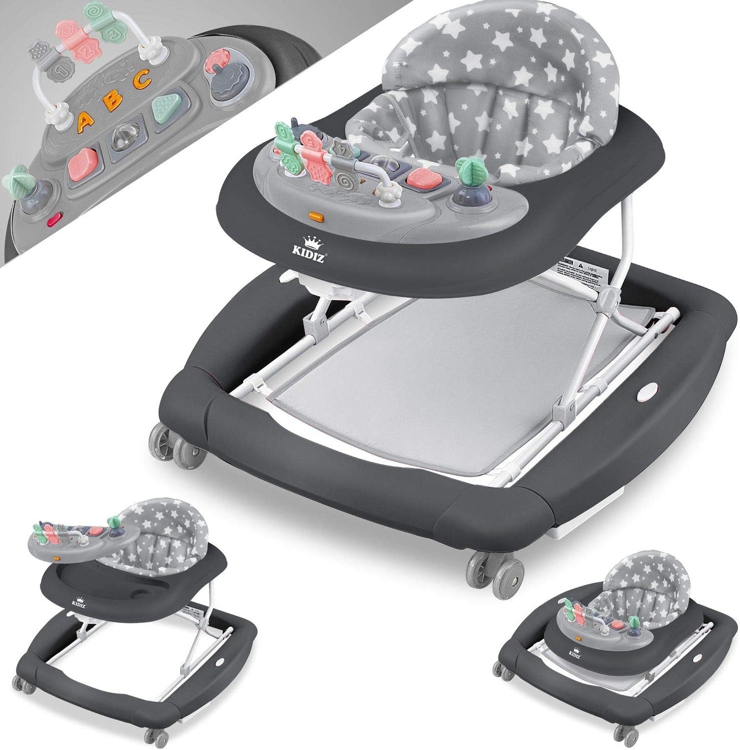 Trotteur 4 en 1 Chariot d'éveil et de marche Trotteur - fonction basculante Pliable