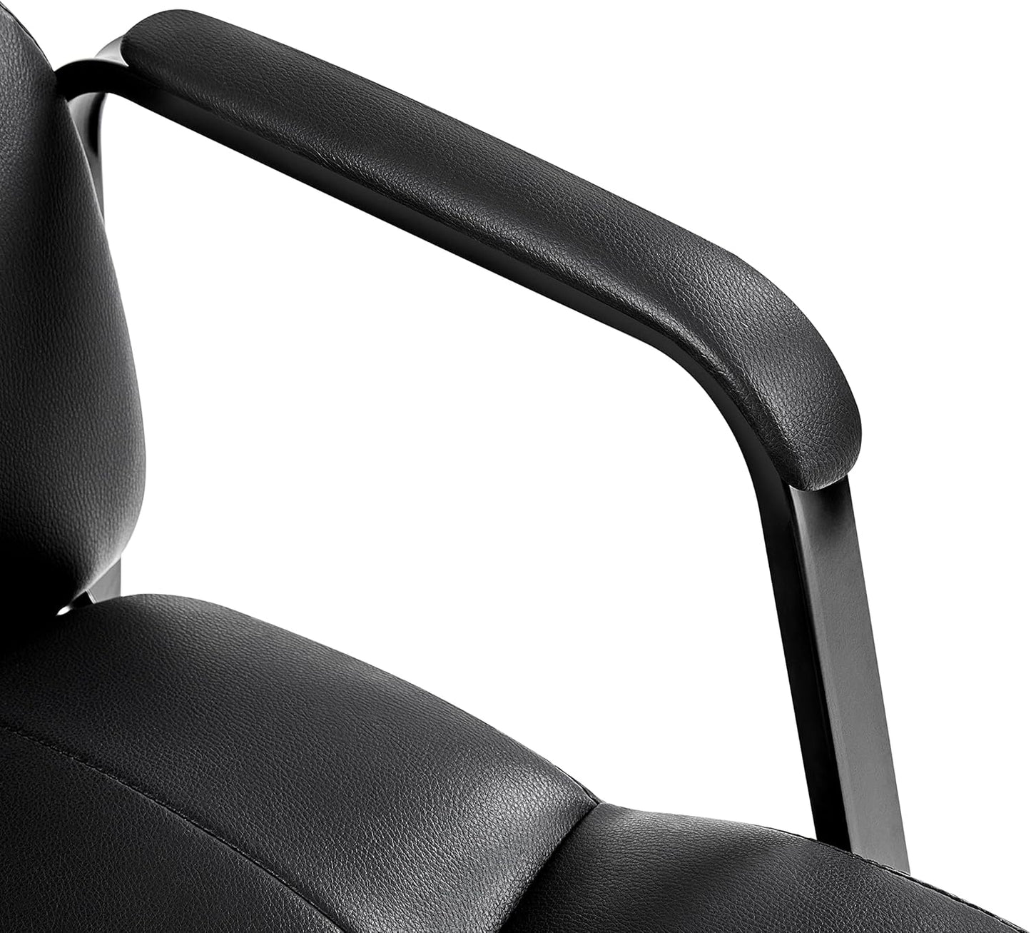 Lot de 2 Chaises Visiteur en Simili Cuir avec Accoudoir, Siège Capitonné et Rembourré, Noir