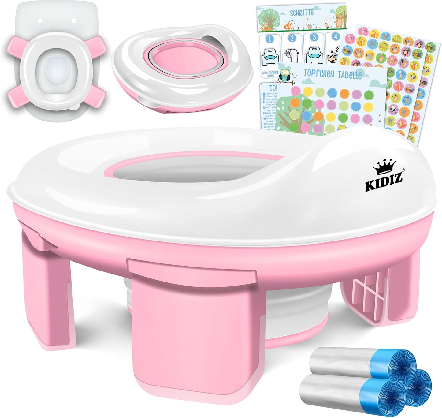 Siège de toilette pour enfant - Pot d'apprentissage Système de récompense avec autocollants 3 en 1