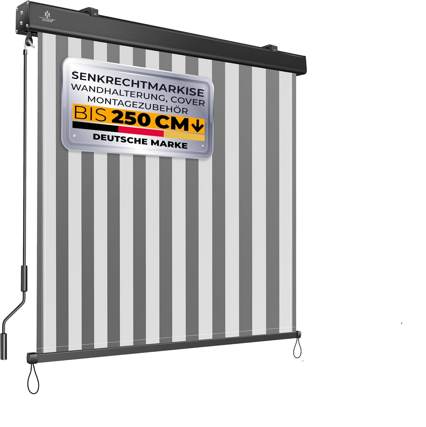Store vertical 160 x 250 cm Mécanisme à manivelle balcon - Protection solaire et brise-vue