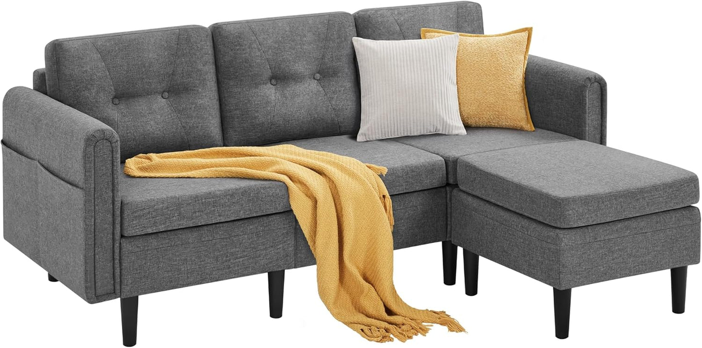 Canapé 3 Places avec Pouf Design Modern
