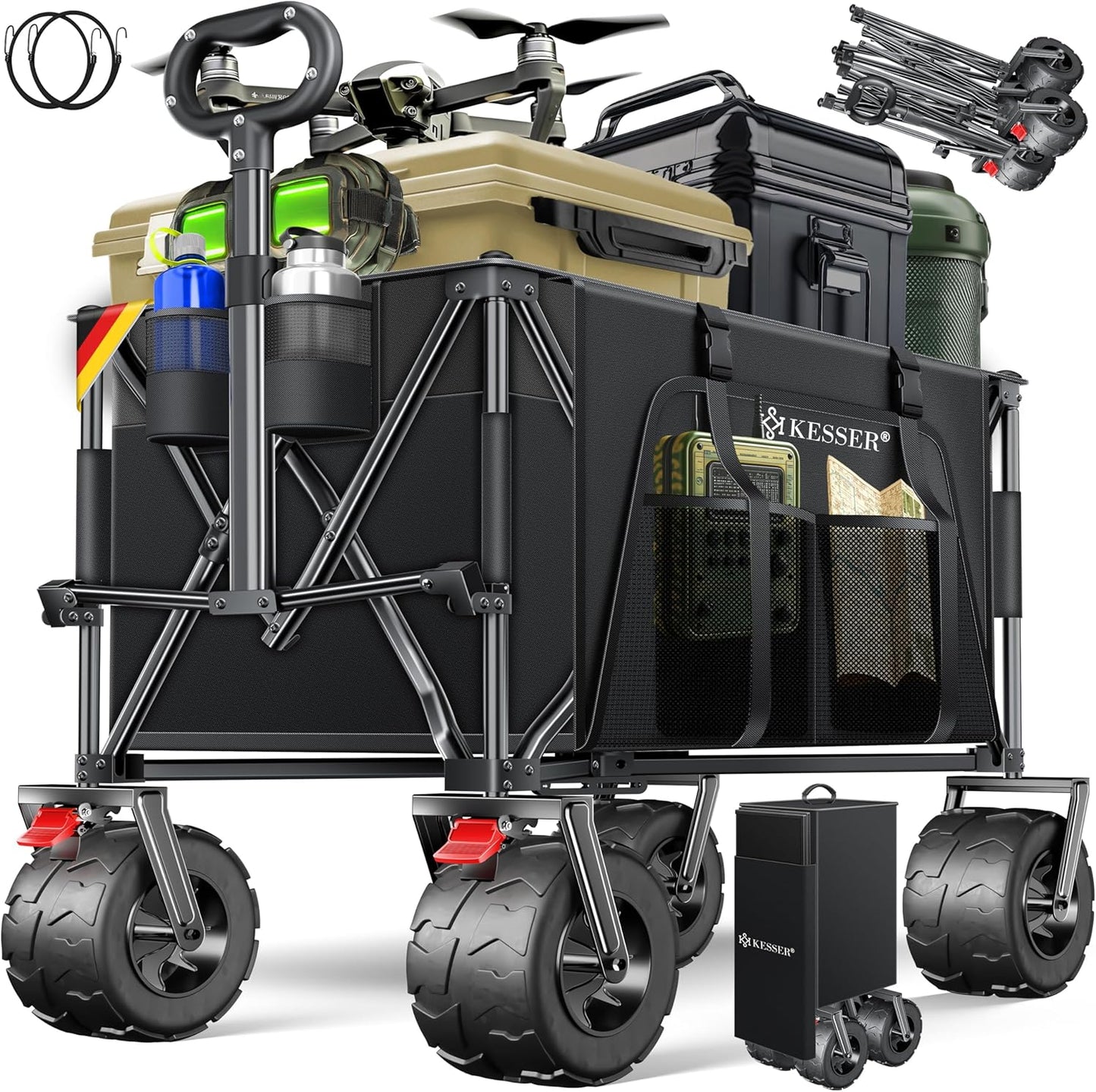 Chariot plage 200 kg 300 l d'espace de rangement pliable