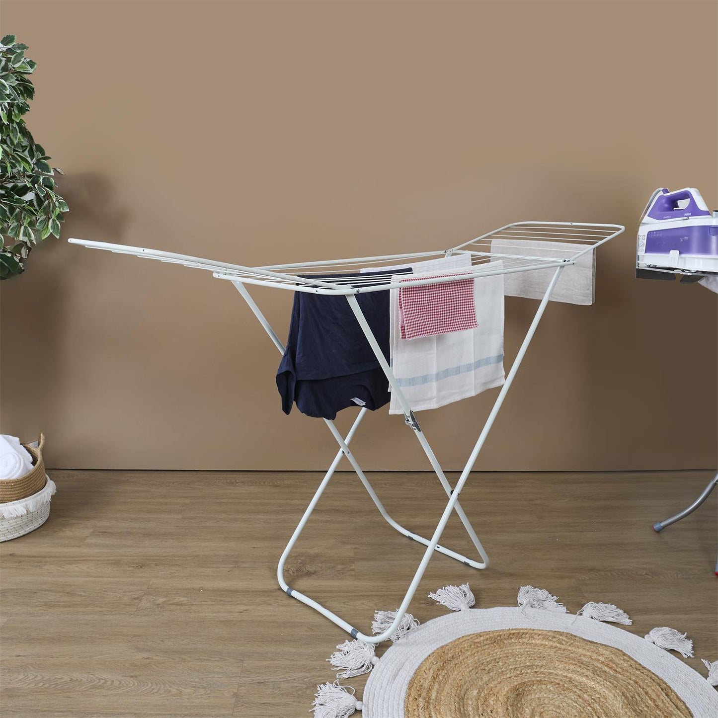 Séchoir À Linge Pliable Etendoir À Ailes En Métal Silver À Poser 18 Mètres