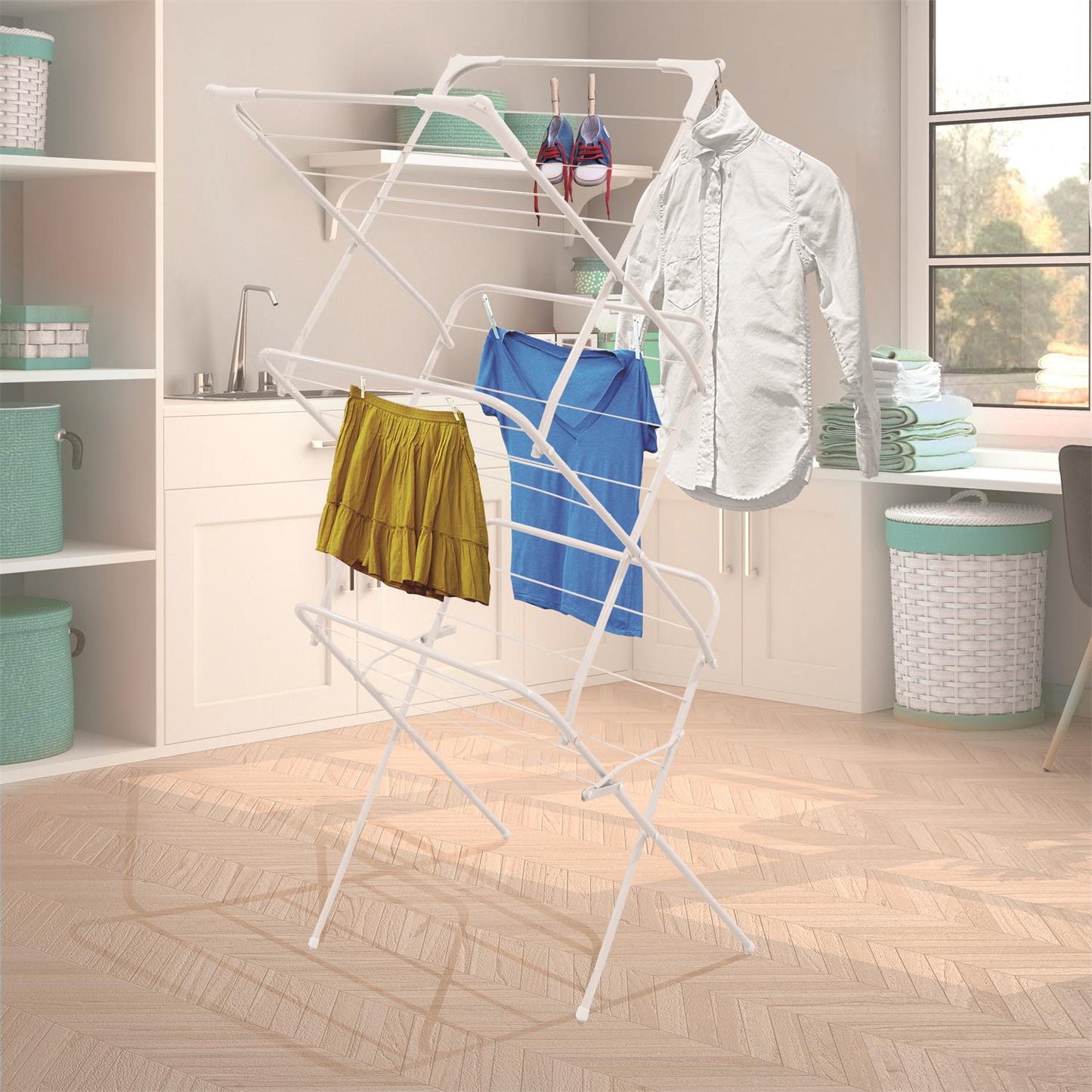 Etendoir à Linge Accordéon 10 Mètres De Séchage Blanc