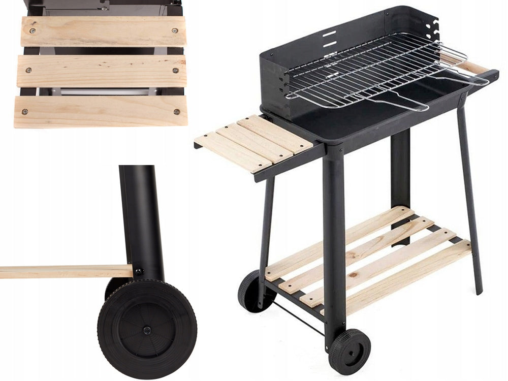 PALACIO Barbecue charbon avec étagères bois