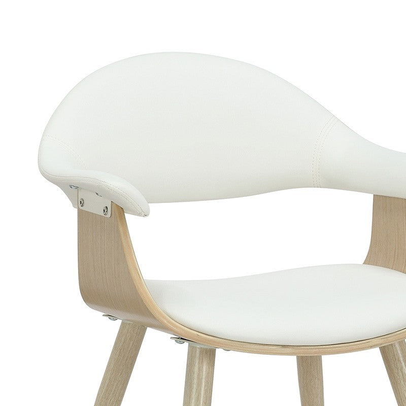 Fauteuil Austen PU blanc-pied naturel