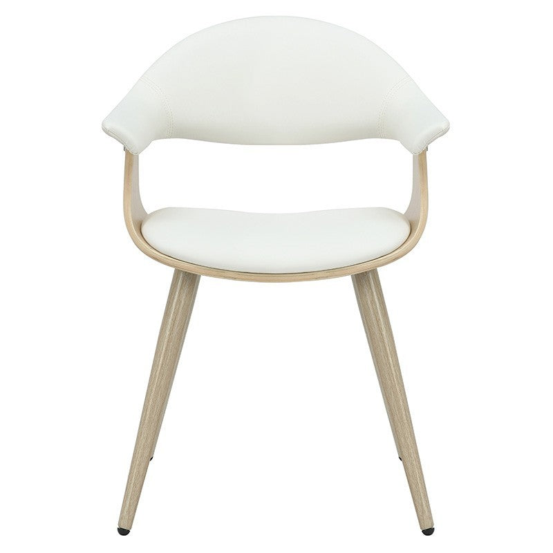 Fauteuil Austen PU blanc-pied naturel