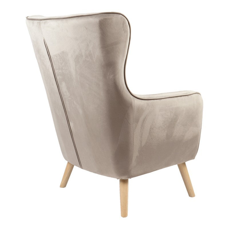 Fauteuil Insicive tissu velours beige-pied naturel 72x89x105cm