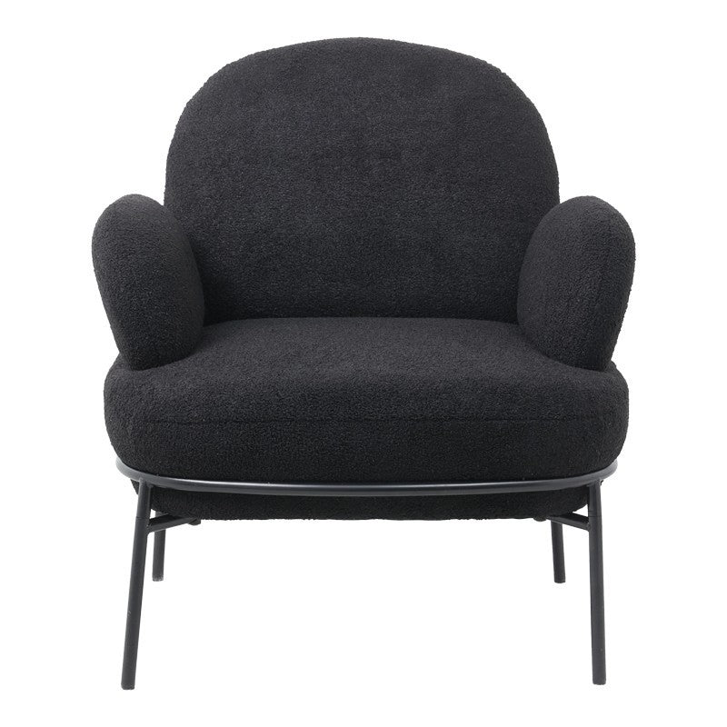 Fauteuil Jaycob boucle noir-pied métal noir 74x71x83cm