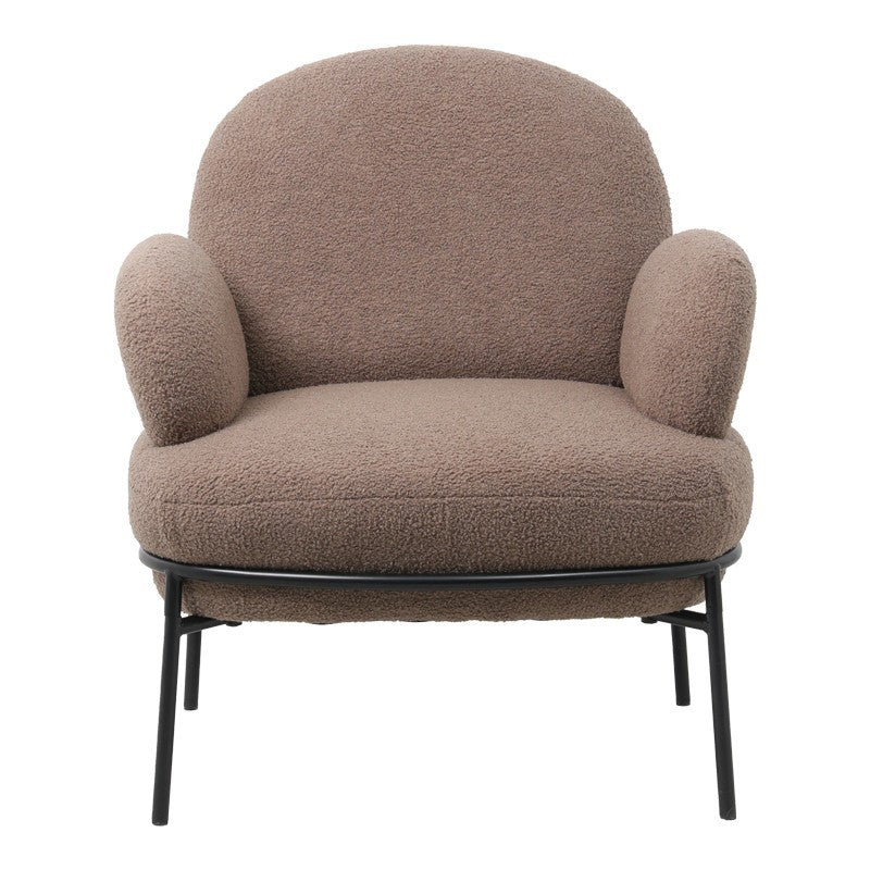 Fauteuil Jaycob boucle marron-pied métal noir 74x71x83cm