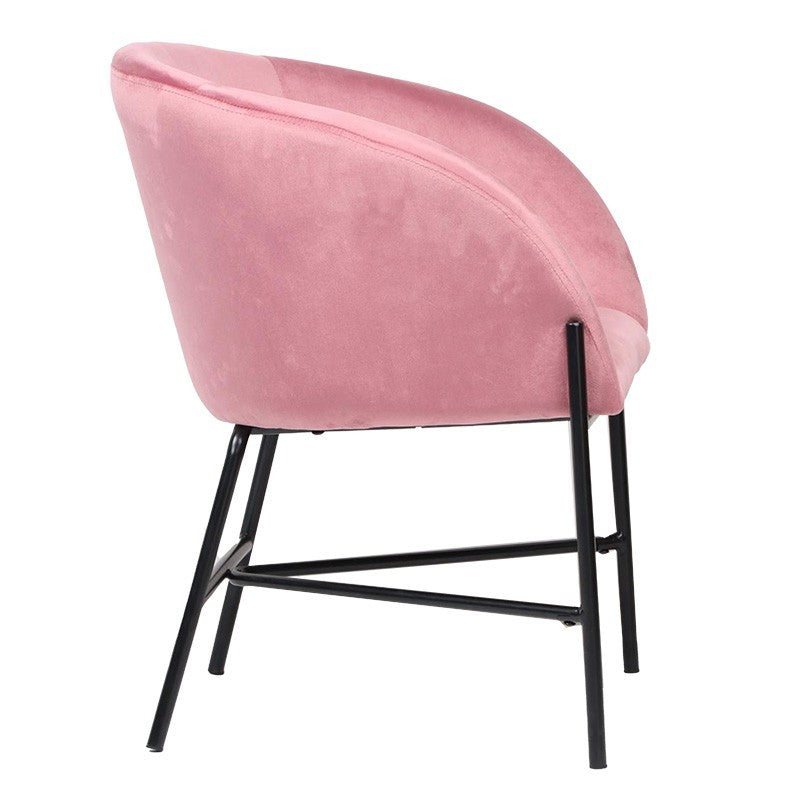 Fauteuil Julia velours Rose 61x57x74cm