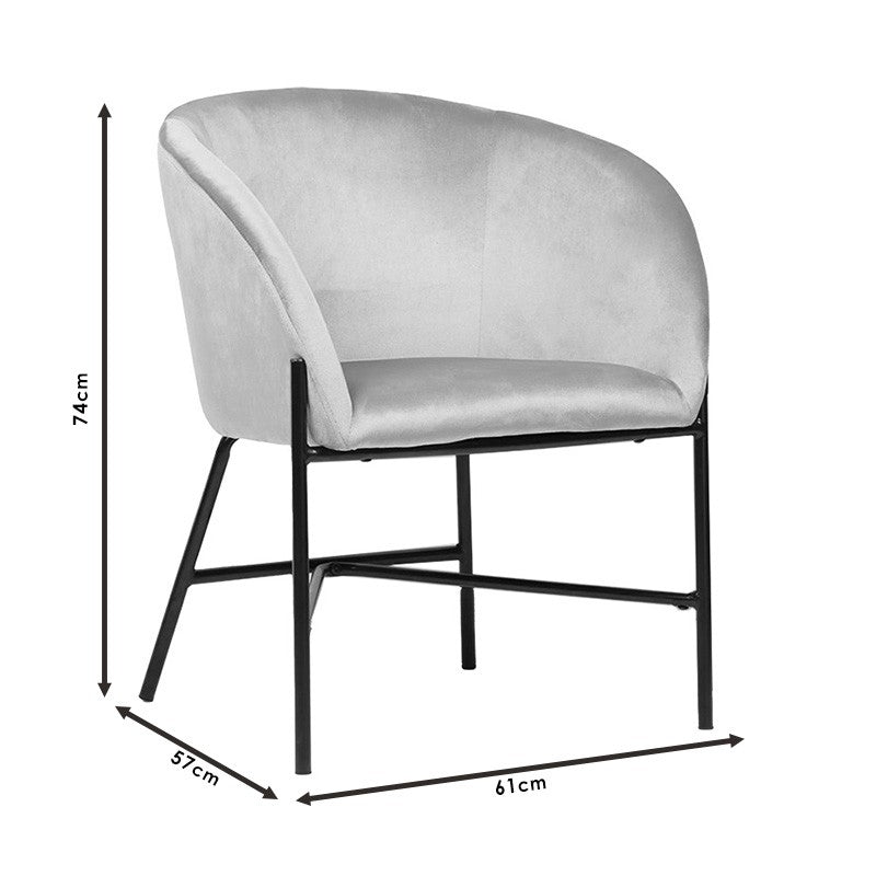 Fauteuil Julia velours Rose 61x57x74cm