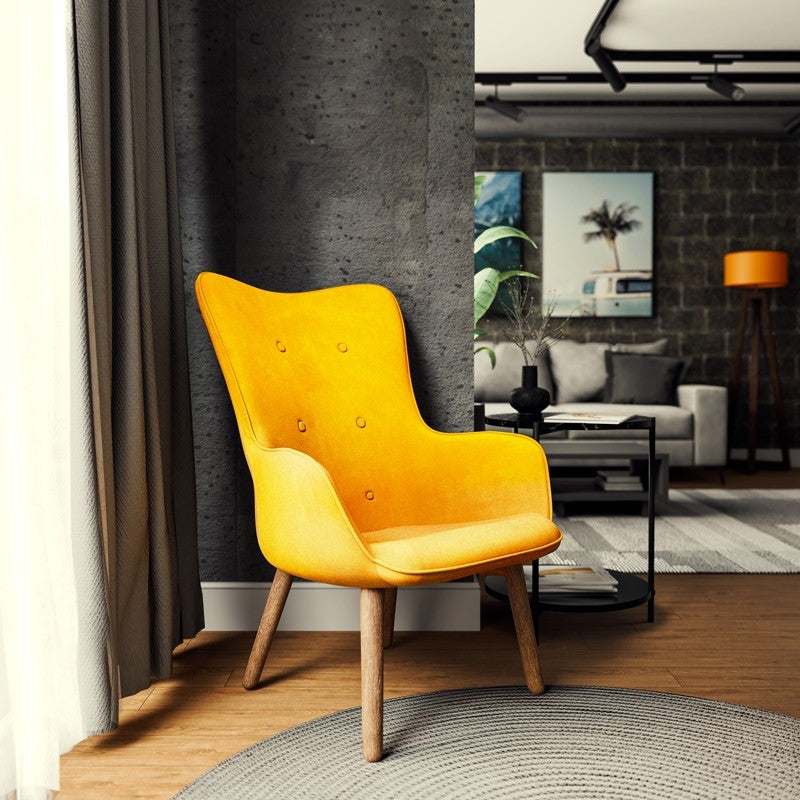 Fauteuil Kido velours couleur jaune