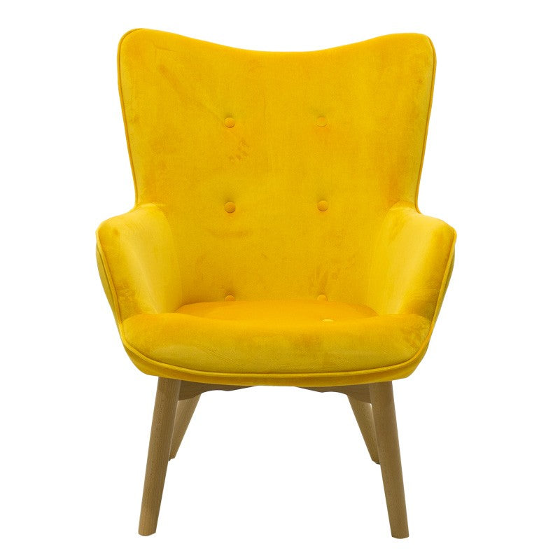 Fauteuil Kido velours couleur jaune