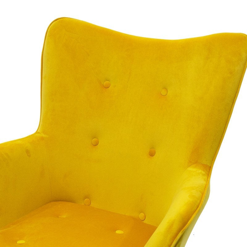 Fauteuil Kido velours couleur jaune