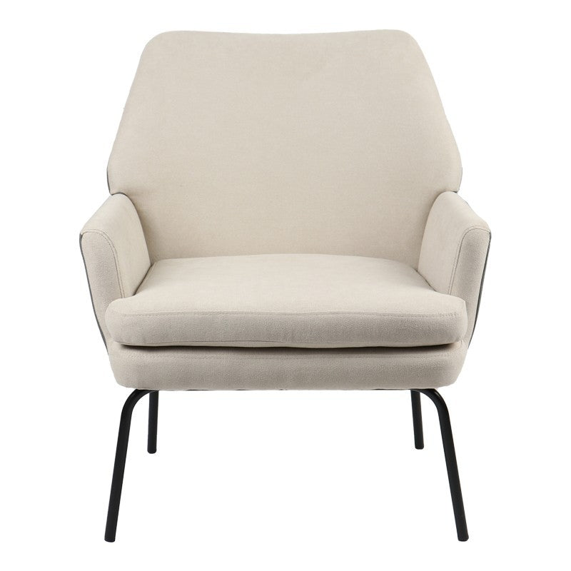 Fauteuil Kieran tissu beige-gris - pied noir 67x89x86cm