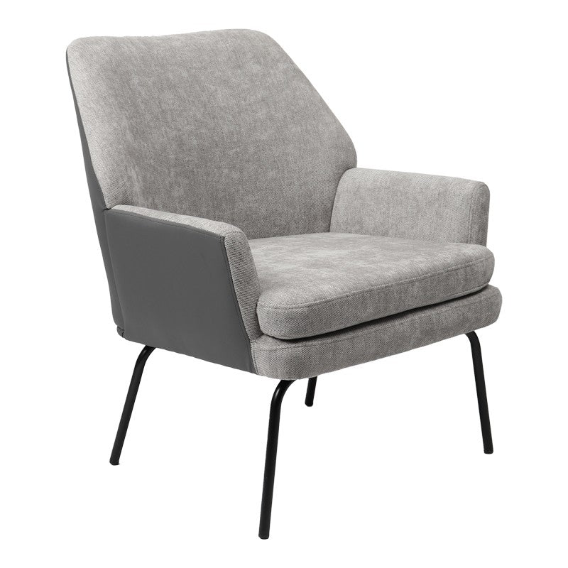 Fauteuil Kieran tissu gris-pied noir 67x89x86cm