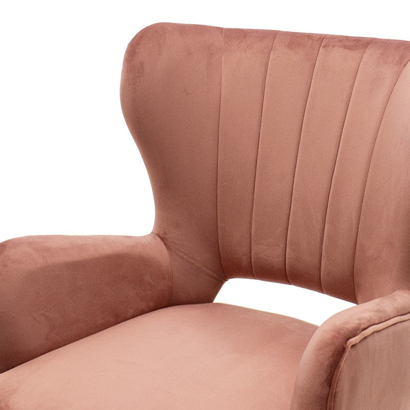 Fauteuil Lark en velours pomme pourrie 65x74x90cm