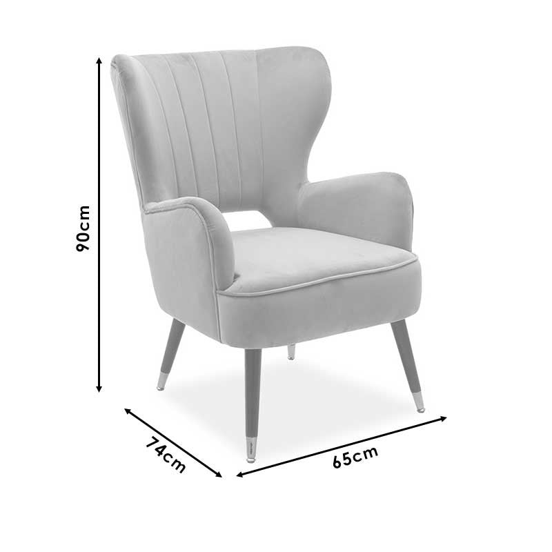 Fauteuil Lark en velours pomme pourrie 65x74x90cm