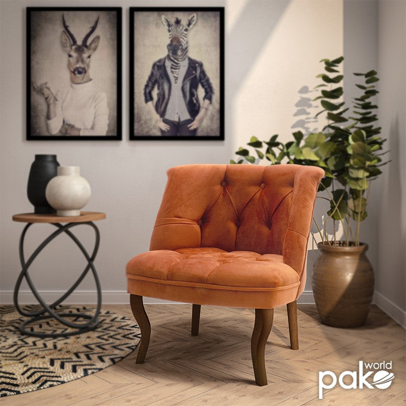 Fauteuil Loreta Orange velours 59x64x73 cm
