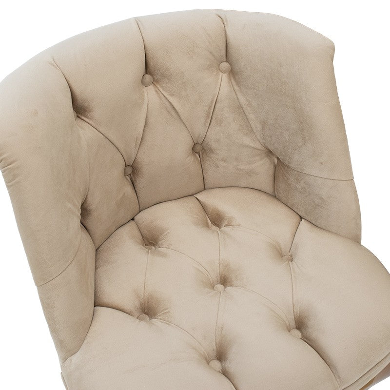 Fauteuil Loreta velours beige-noyer 59x64x73cm