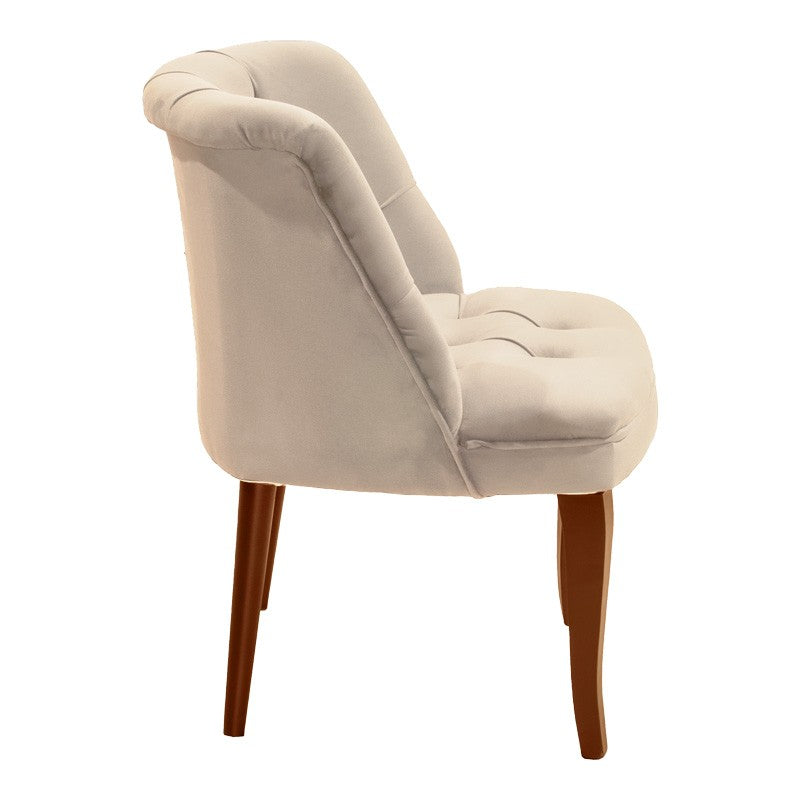 Fauteuil Loreta velours beige-noyer 59x64x73cm
