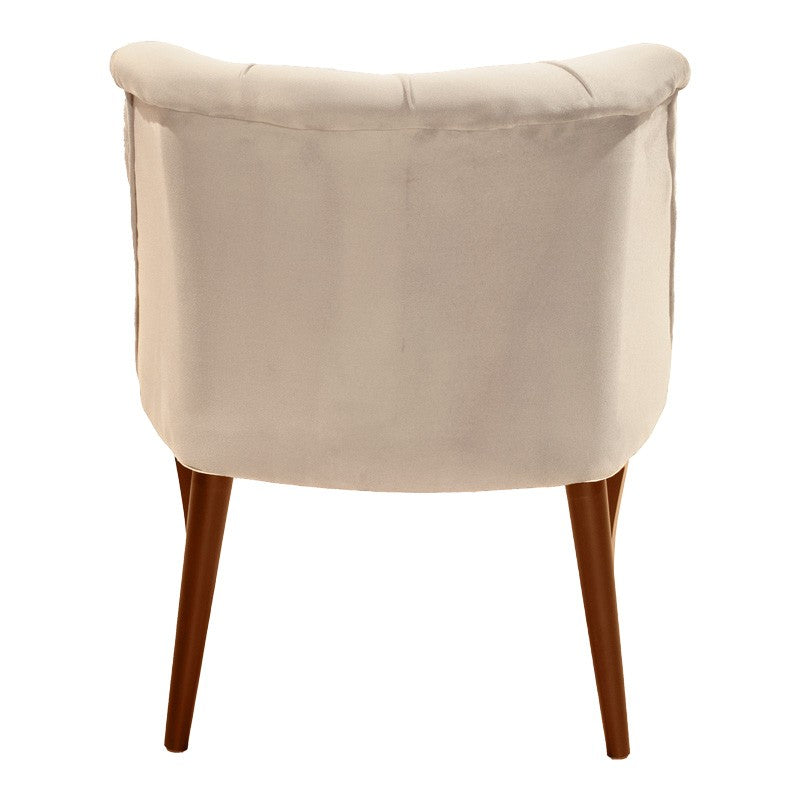 Fauteuil Loreta velours beige-noyer 59x64x73cm