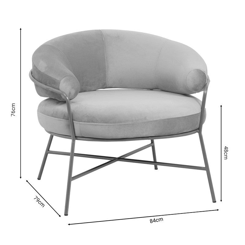 Fauteuil Malu velours beige-pied métal doré 84x79x76cm