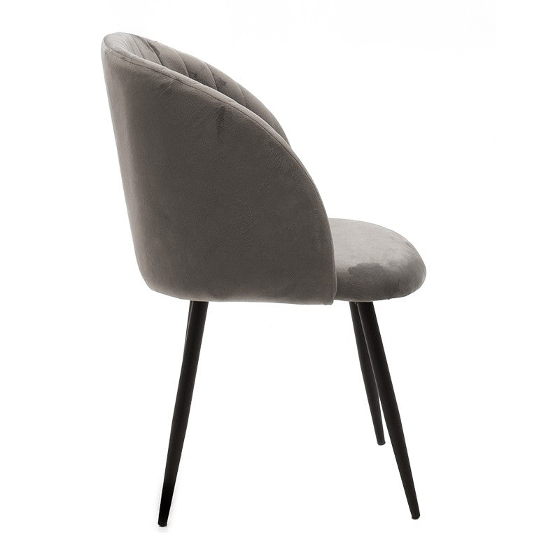 Fauteuil chaise Oasis velours gris - pieds noirs