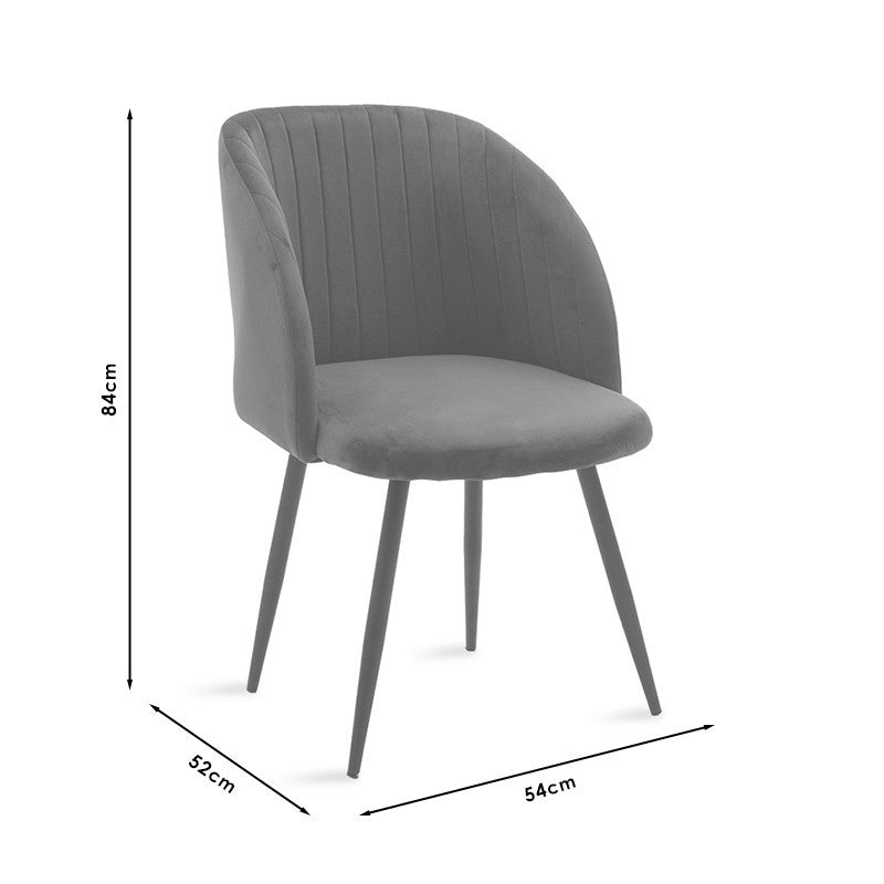 Fauteuil chaise Oasis velours gris - pieds noirs