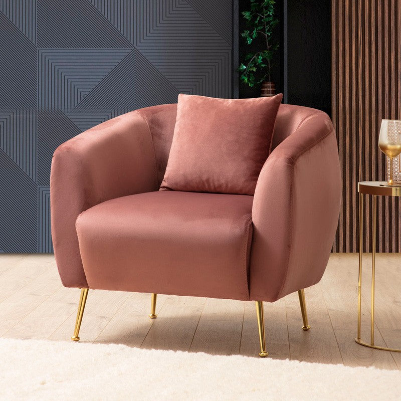 Fauteuil tissu rose 70x82x82cm