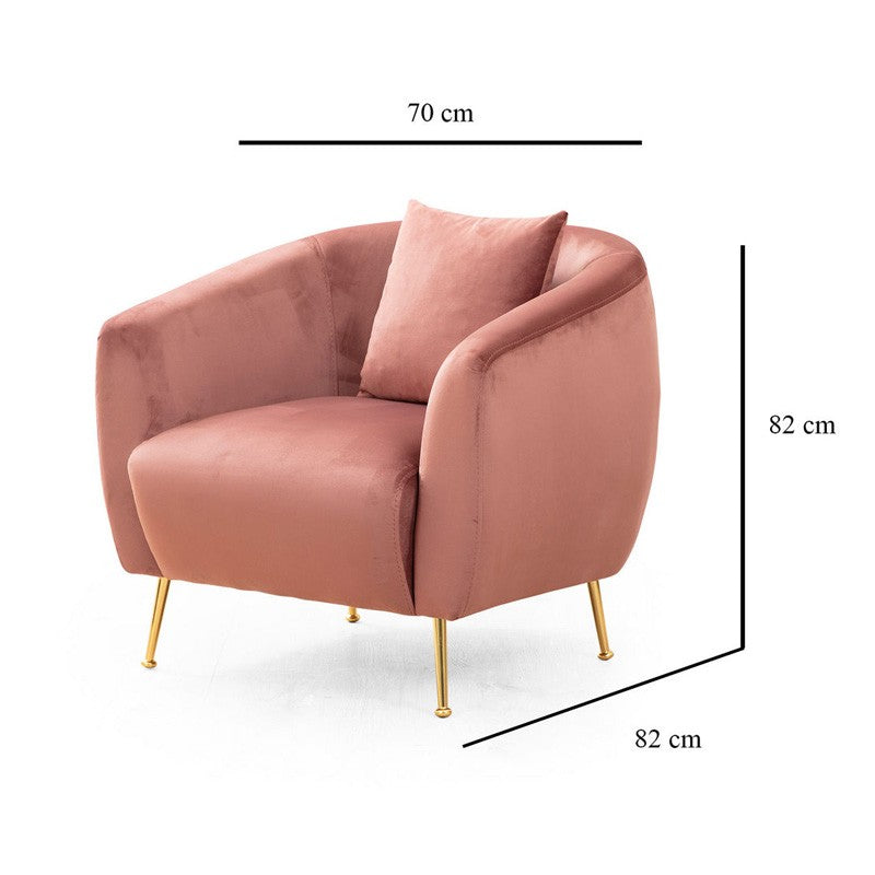 Fauteuil tissu rose 70x82x82cm