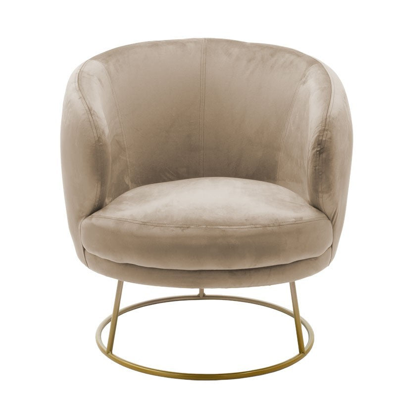 Fauteuil Rony velours Beige 78x75x82cm