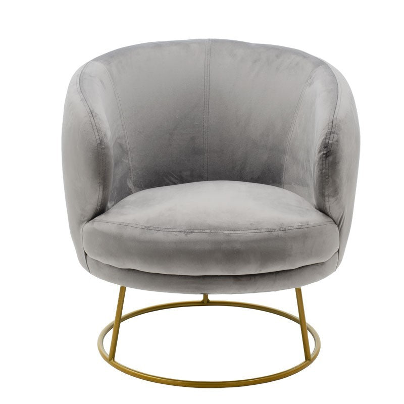 Fauteuil Rony velours Gris 78x75x82cm