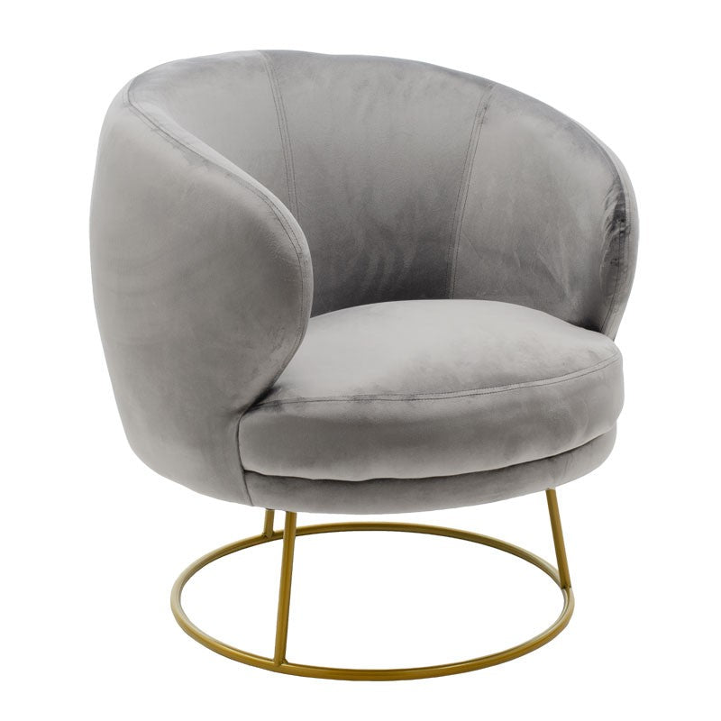 Fauteuil Rony velours Gris 78x75x82cm